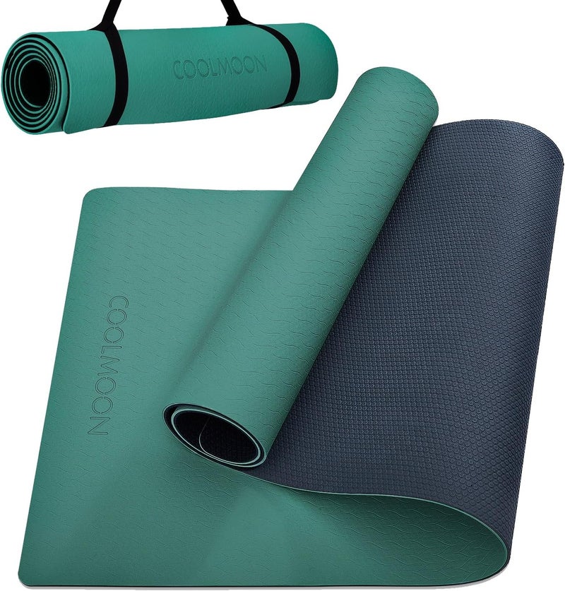 COOLMOON Yoga Mat Non Slip, Anti-Tear 1/4 Thick TPE Yoga Mats for Women and Men, 72"x24" Exercise & Fitness Mat with Carrying Strap, Workout Mats for Yoga, Pilates and Floor Exercise - Image 1
